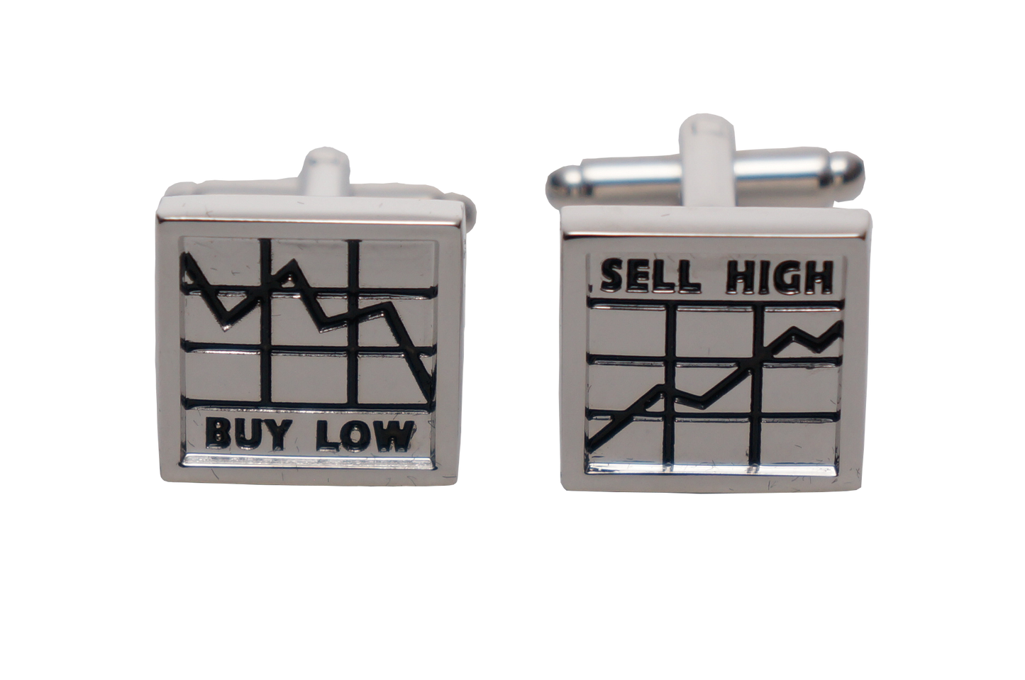 Cufflinks - Buy Low Sell High - Silver