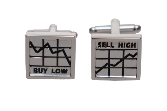 Cufflinks - Buy Low Sell High - Silver